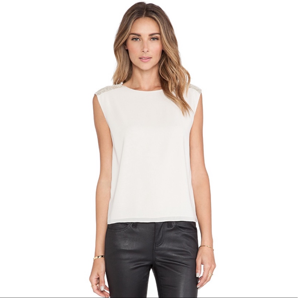 Alice & Olivia Nwt Baka Sequin Shoulder Top. Size M.